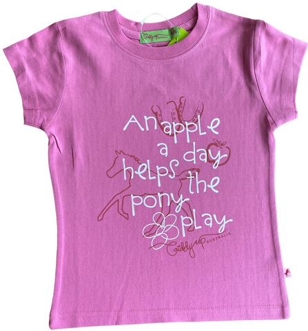 An Apple a day helps the pony play Pink T-shirt