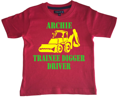 Personalised 'Trainee Digger Driver' Children's T Shirt with Your Name!